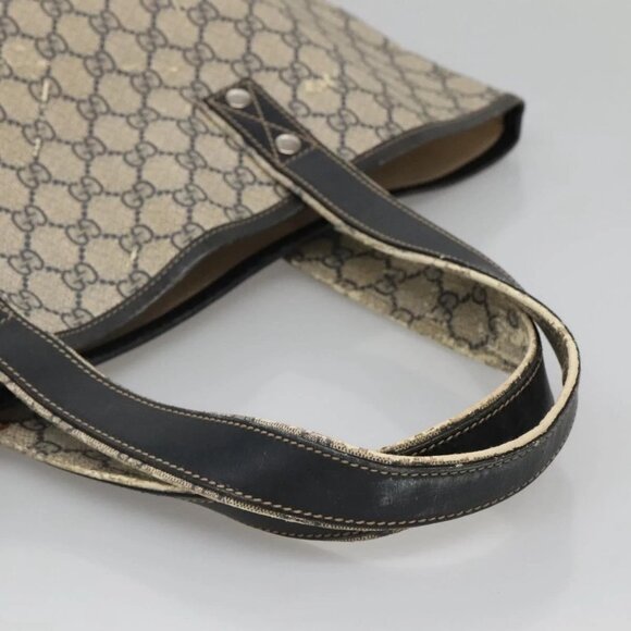 GUCCI GG Supreme Sherry Line Tote Bag PVC Navy Silver 211134 Auth bs27569 - Picture 8 of 16